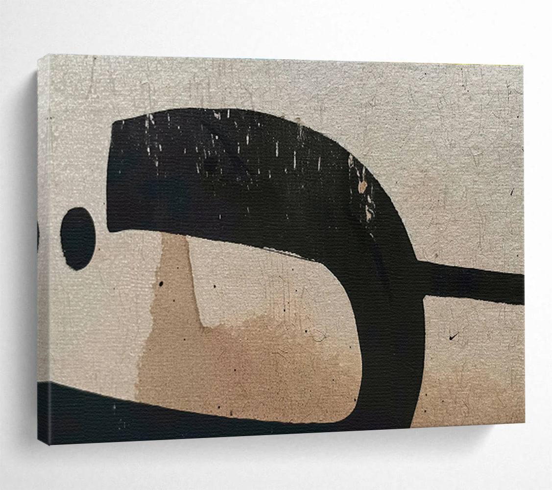 “Worn Black and Beige Abstract” - Abstract Painting on Canvas, Suits Vintage - Style Room & Office DKS587