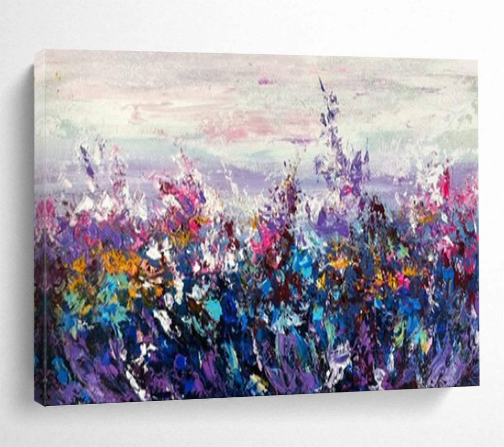 “Purple - Hued Wildflower Field” - Impressionistic - Colors Painting On Canvas PT1530
