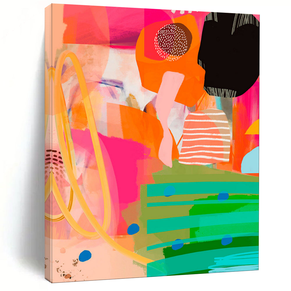 “Colorful Abstract Layered Collage” - Contemporary Abstract Painting On Canvas PT2010