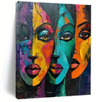 Colorful Visions Vibrant Cubist Faces, Painting On Canvas PT2161