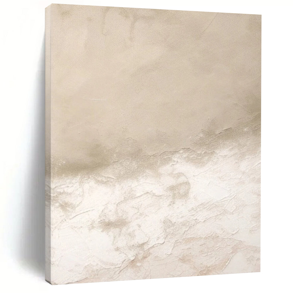 Beige - White Abstract Minimalism Textured Painting On Canvas DS078