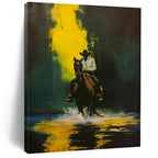 Cowboy on Horse: Water & Gold Painting On Canvas DS104