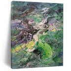“Green - Purple Abstract Energetic Strokes” - Vivid Abstract Painting On Canvas PS0353