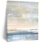 “Soft Coastal Abstraction” - Blue, Beige, White Abstract Seaside Painting On Canvas PS0547