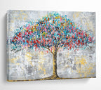 “Colorful Blossom Tree” - Impasto Oil Painting on Canvas PT1514