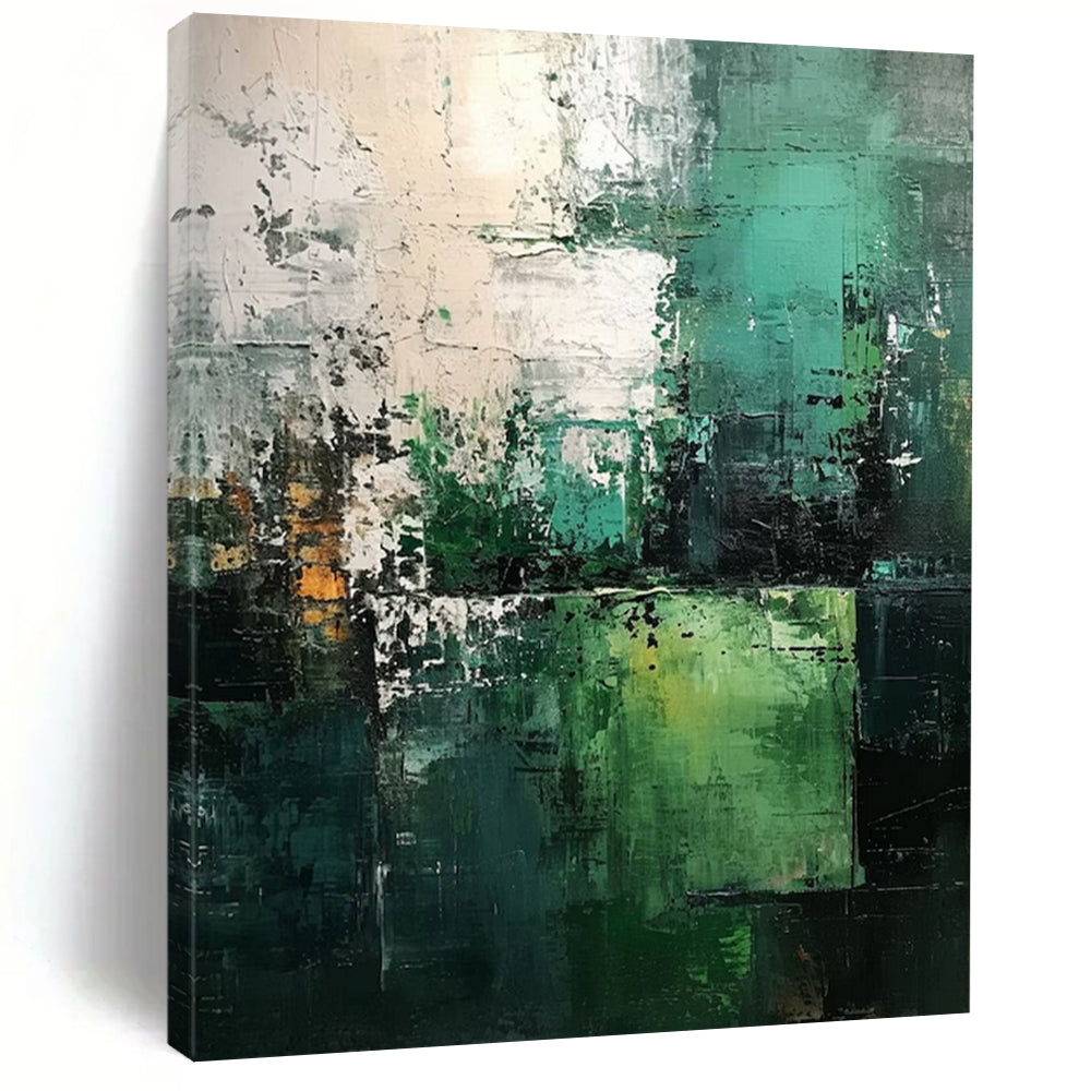 “Teal - Green Abstract Textures” - Abstract Landscape Painting On Canvas DS005