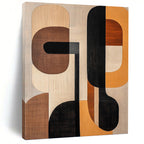 “Wood - Toned Abstract Shapes” - Mixed - Media Abstract Painting On Canvas PT1242