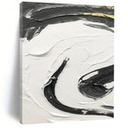 “Black, White, and Gold Swirl” - Luxurious Abstract Painting On Canvas DS378