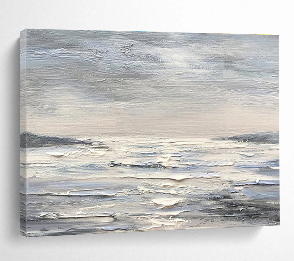 “Monochromatic Seascape” - Monochromatic Landscape Painting, Suitable for Modern Coastal Home & Art - Loving Office DKS630