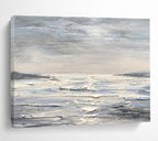 “Monochromatic Seascape” - Monochromatic Landscape Painting, Suitable for Modern Coastal Home & Art - Loving Office DKS630
