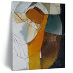 Orange, Green, Blue, White with Flowing Shapes "Colorful Fusion" Abstract Painting On Canvas PS1457