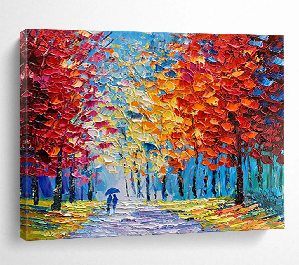 “Colorful Autumn Stroll” - Impressionistic Forest Painting On Canvas PT200