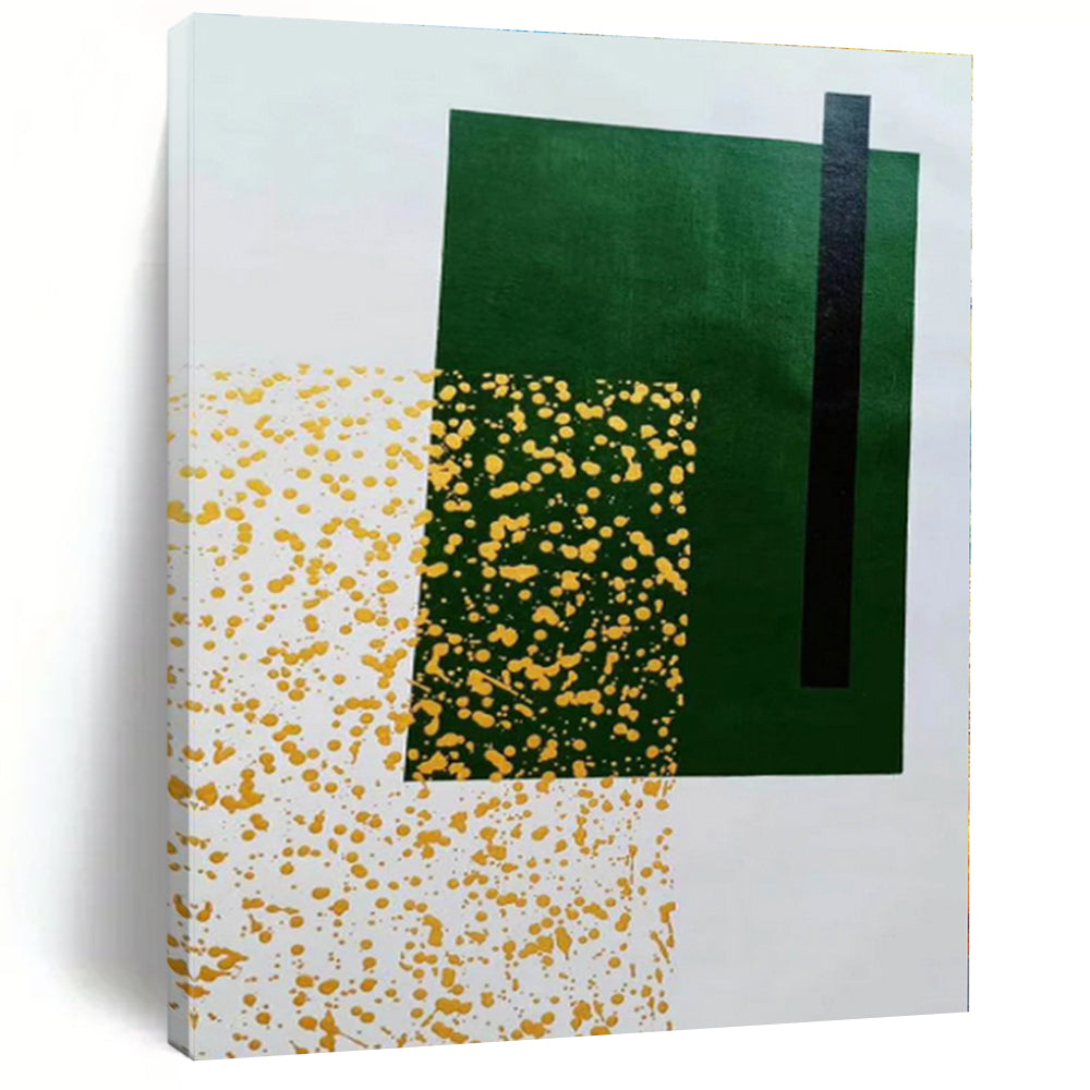 “Green - Yellow Geometric Pop” - Green, Yellow Abstract Painting On Canvas PS0463