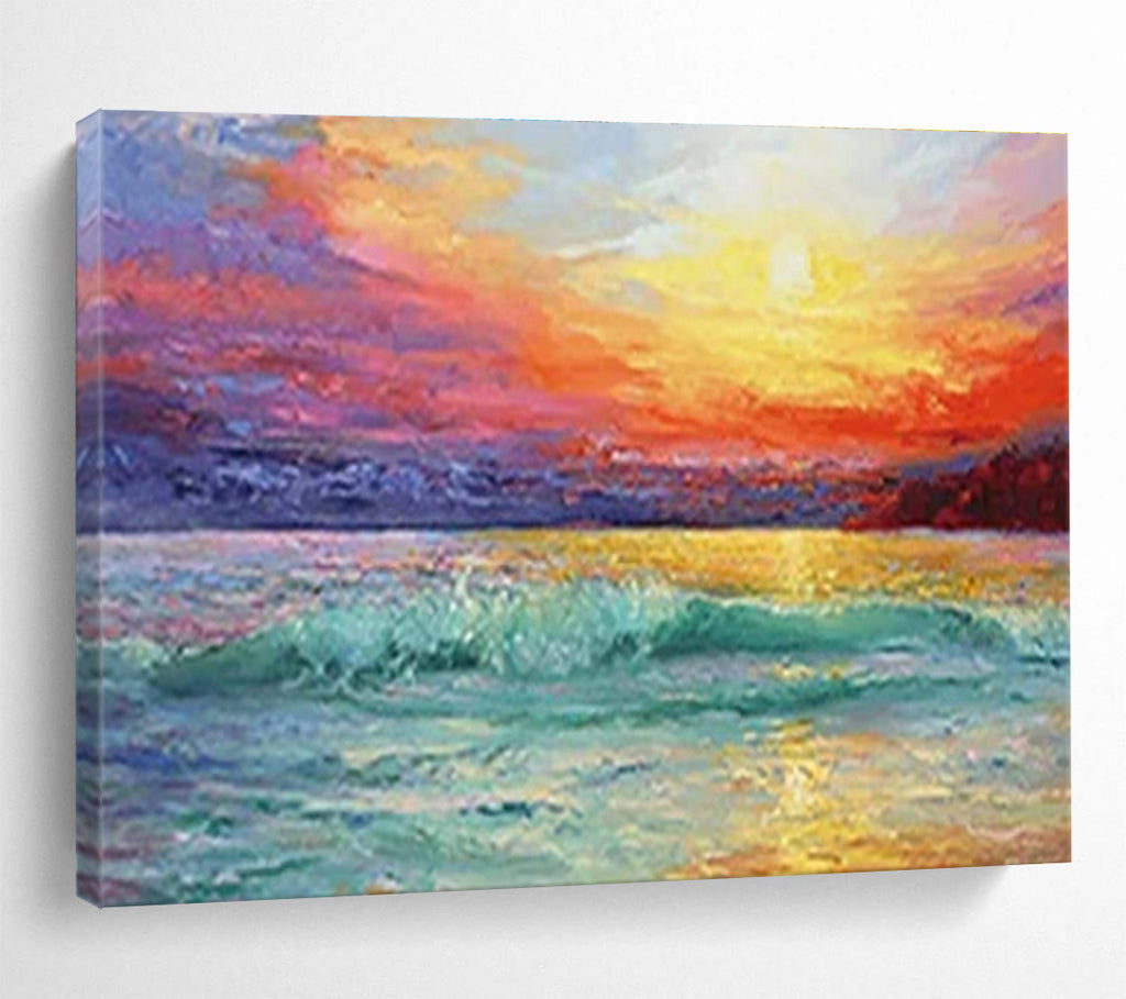 “Vibrant Sea Sunset” - Impressionistic Oil Painting On Canvas DKS859
