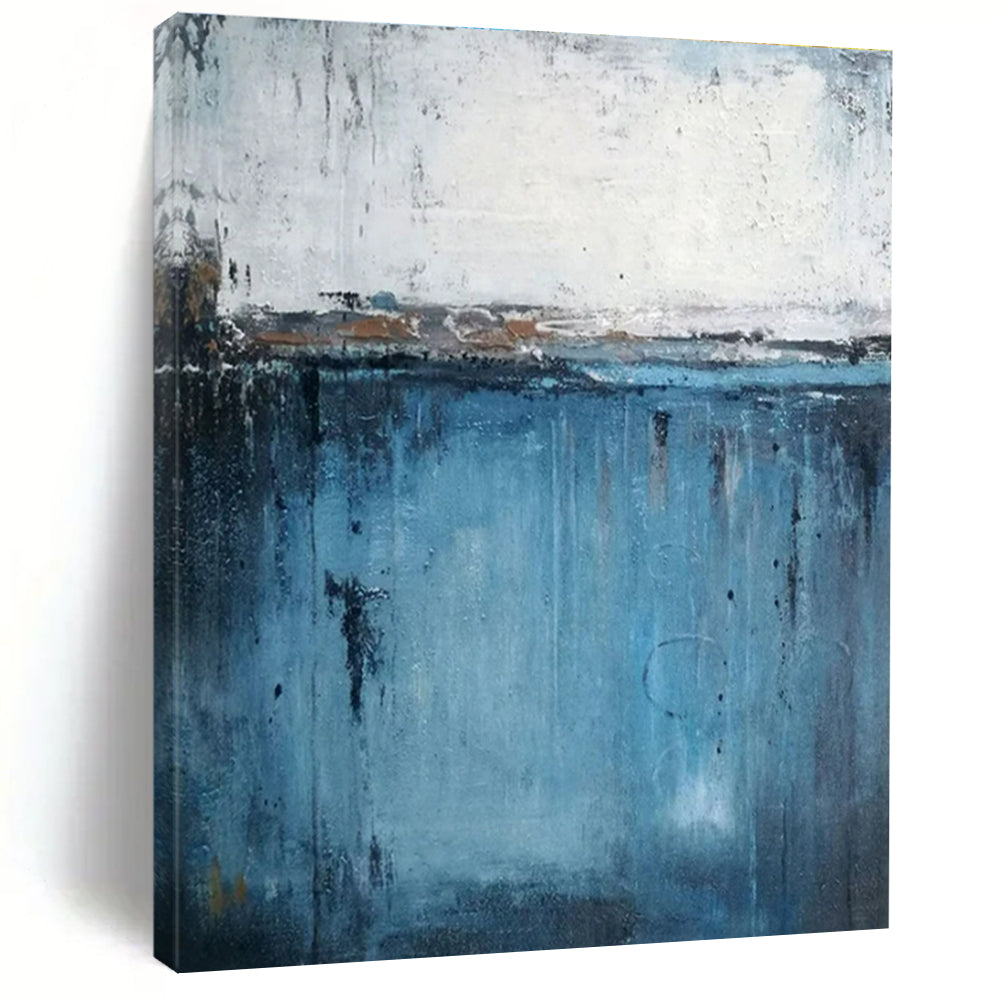 Blue Abstract, "Moody Waters" – Abstract Expressionist Painting On Canvas PS0883