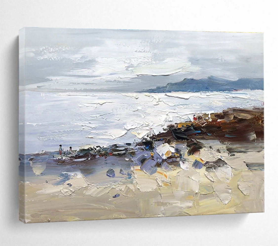 “Textured Coastal Scene” - Textured Landscape Painting, Fits Beach House & Art - Loving Café DKS634