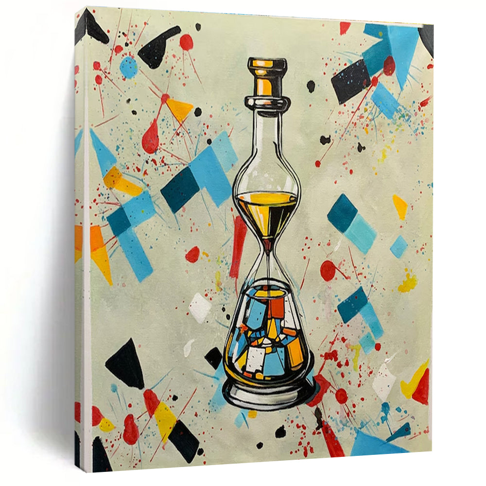 “Colorful Hourglass - Bottle” - Multicolor Abstract Surrealist Painting On Canvas PS0718