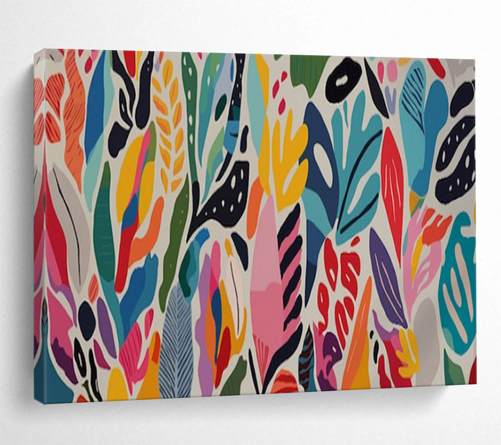 “Colorful Floral Patterns” - Vivid Blooms “Botanical Carnival” Painting On Canvas PT1649