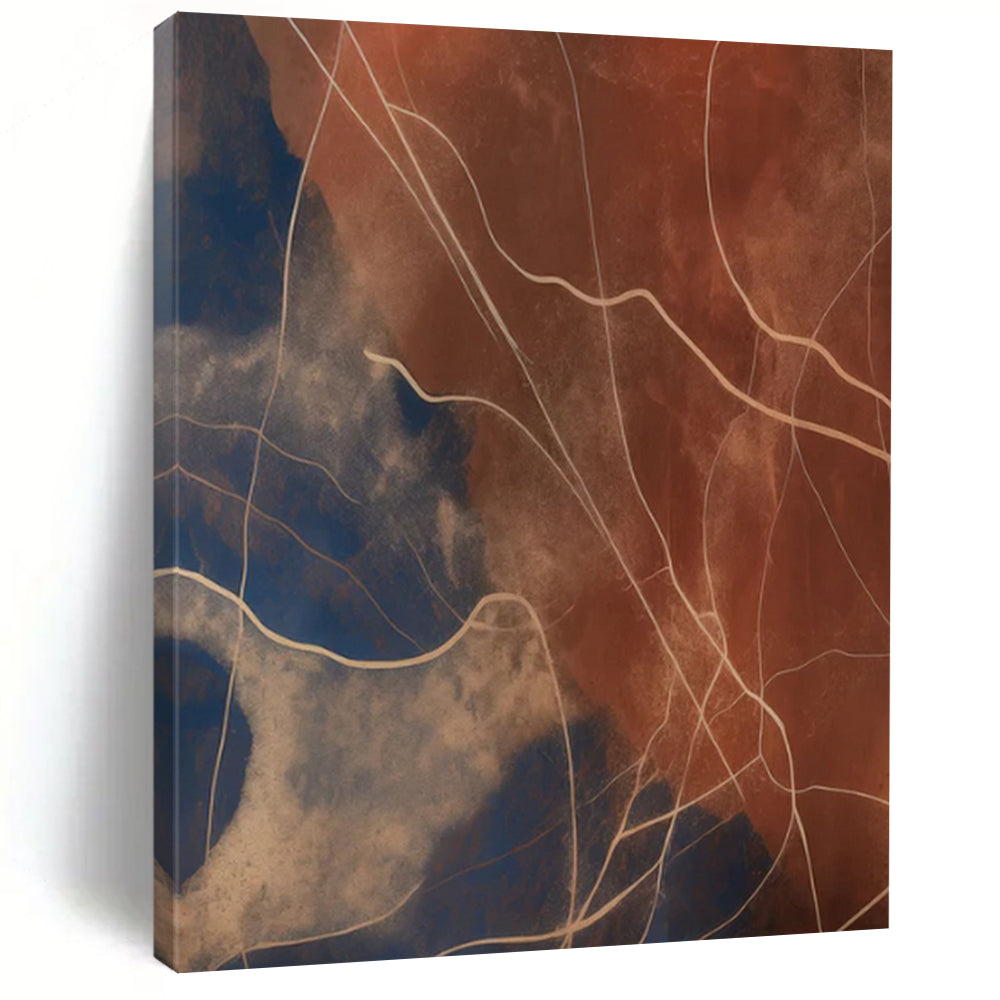 Blue - Brown - White Abstract Veins Painting On Canvas DS120