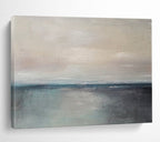 “Soft Abstract Horizon in Neutrals & Blues” - Minimalist Seascape Painting On Canvas PT017