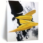 “Black - Yellow Abstract Bold Strokes” - Geometric Abstract Painting On Canvas PS0303