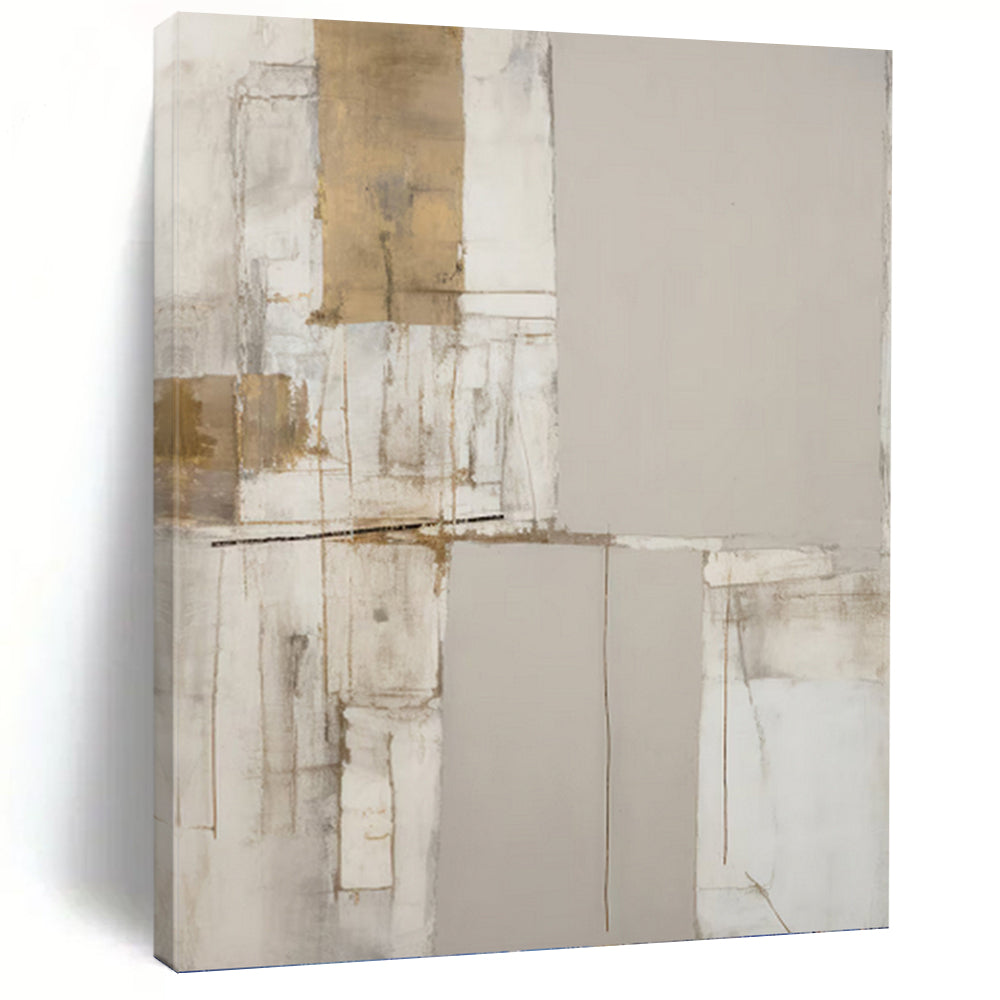 “Neutral Geometric Abstract” - Minimalist Abstract Painting On Canvas PT1318