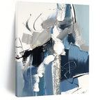 “Blue - Gray Abstract Composition” - Blue, Gray, White Abstract Expressionist Painting PS0771