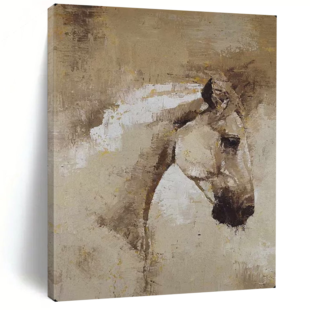 “Abstract Horse in Earth Tones” - Textured Oil Painting On Canvas PT2176