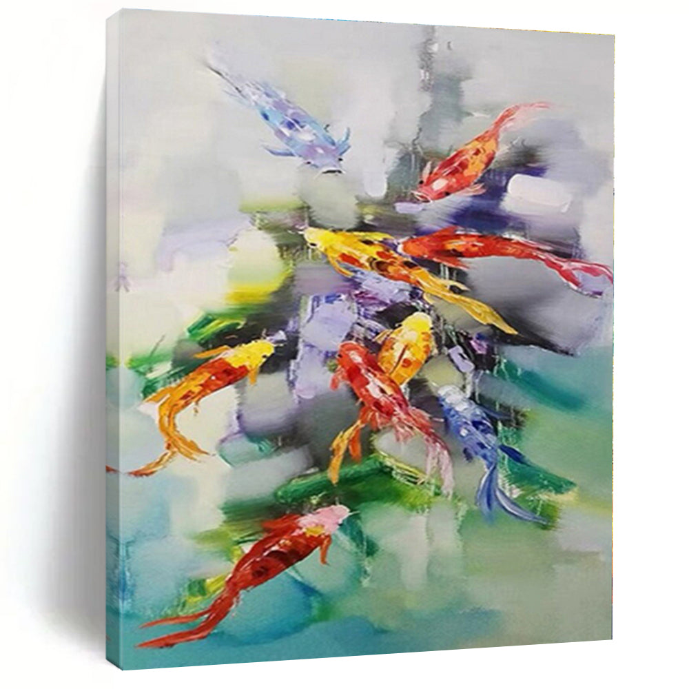 “Colorful Koi Fish Abstraction” - Abstract Animal Painting On Canvas PS0432