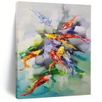 “Colorful Koi Fish Abstraction” - Abstract Animal Painting On Canvas PS0432