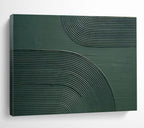 “Textured Green Arcs” - Green Abstract, Tactile Plaster - Style Painting On Canvas DKS752