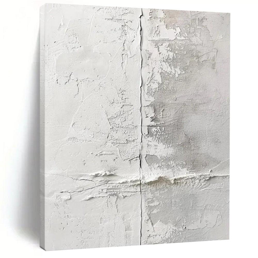 White - Gray Textured Wall Abstract Painting On Canvas DS066