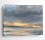 “Dramatic Coastal Sunset in Grays and Oranges” - Impressionistic Seaside Painting On Canvas PT023