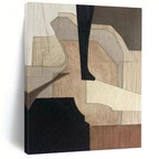 “Wood - Toned Geometric Abstraction” - Brown and Beige Geometric Painting On Canvas PT1071