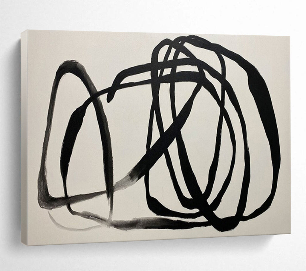 “Black - White Abstract Strokes” - Monochromatic “Chaos Calm” Painting On Canvas PT1650