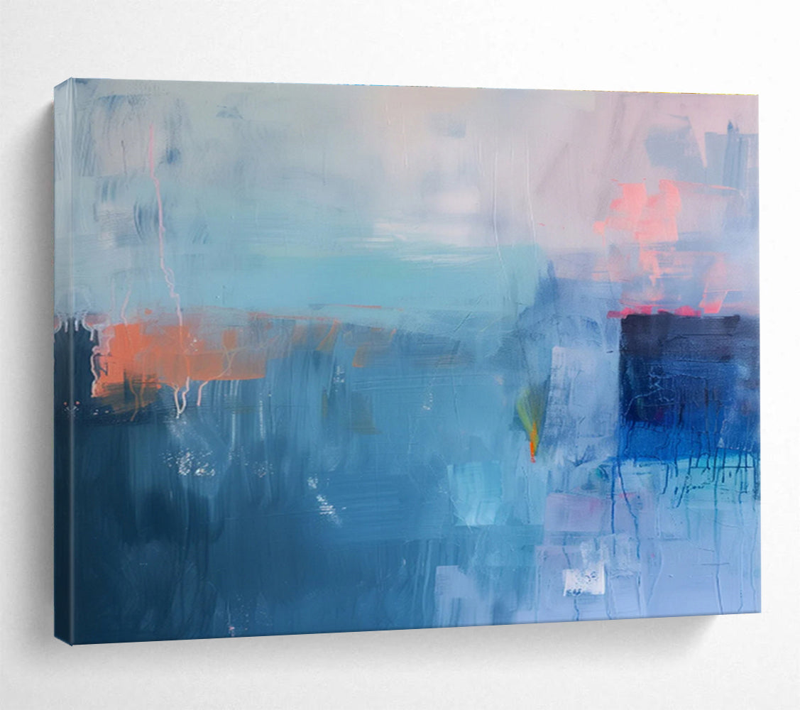 “Cool Blue Abstraction” - Abstract Expressionist Painting On Canvas DKS478