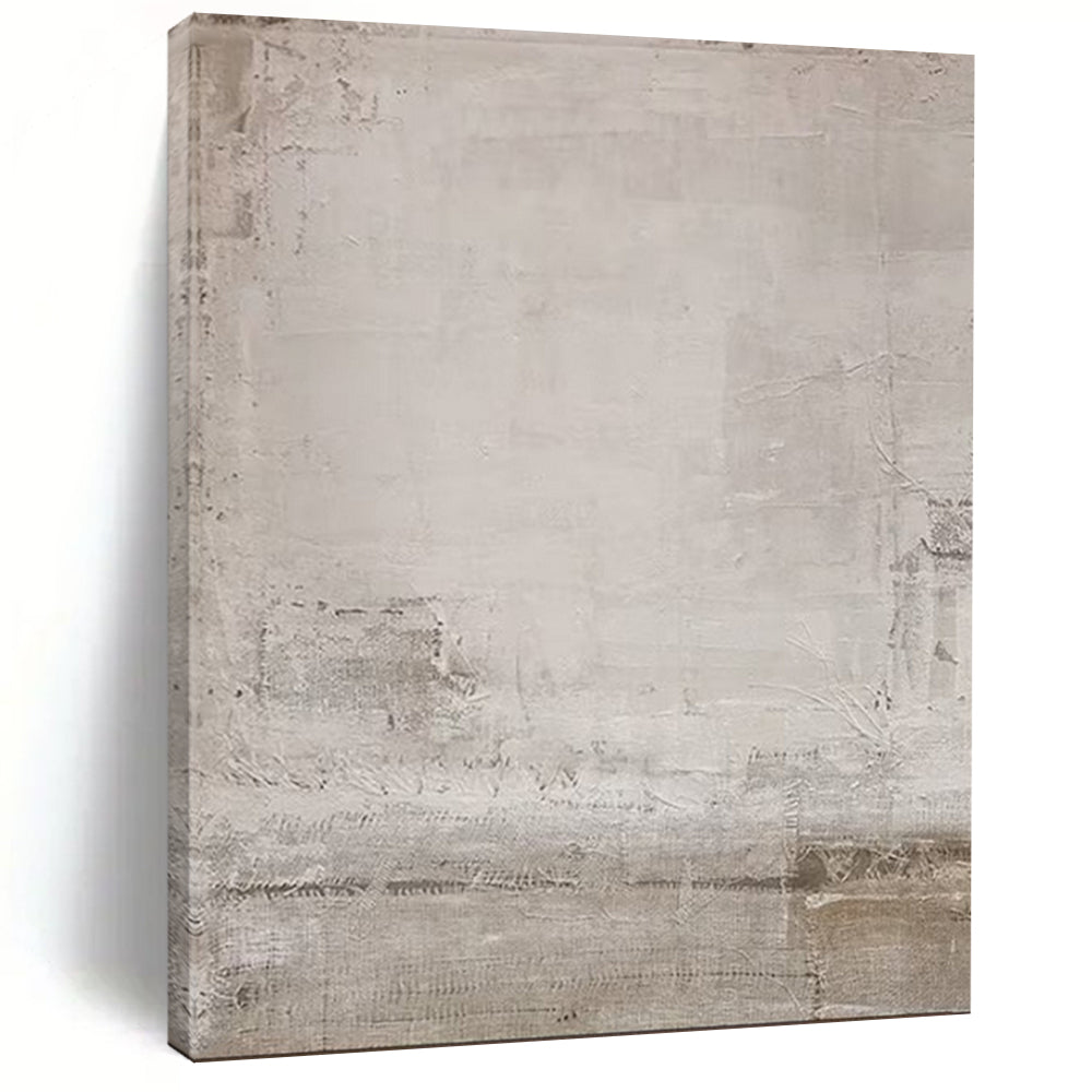 Light Gray Textured, "Foggy Field" – Textured Abstract Painting On Canvas PS0962
