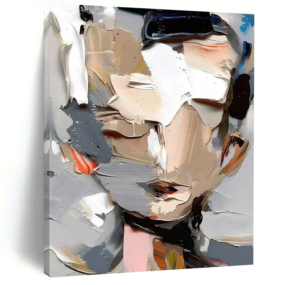 “Abstract Fragmented Face” - Bold Figurative Painting On Canvas DS320