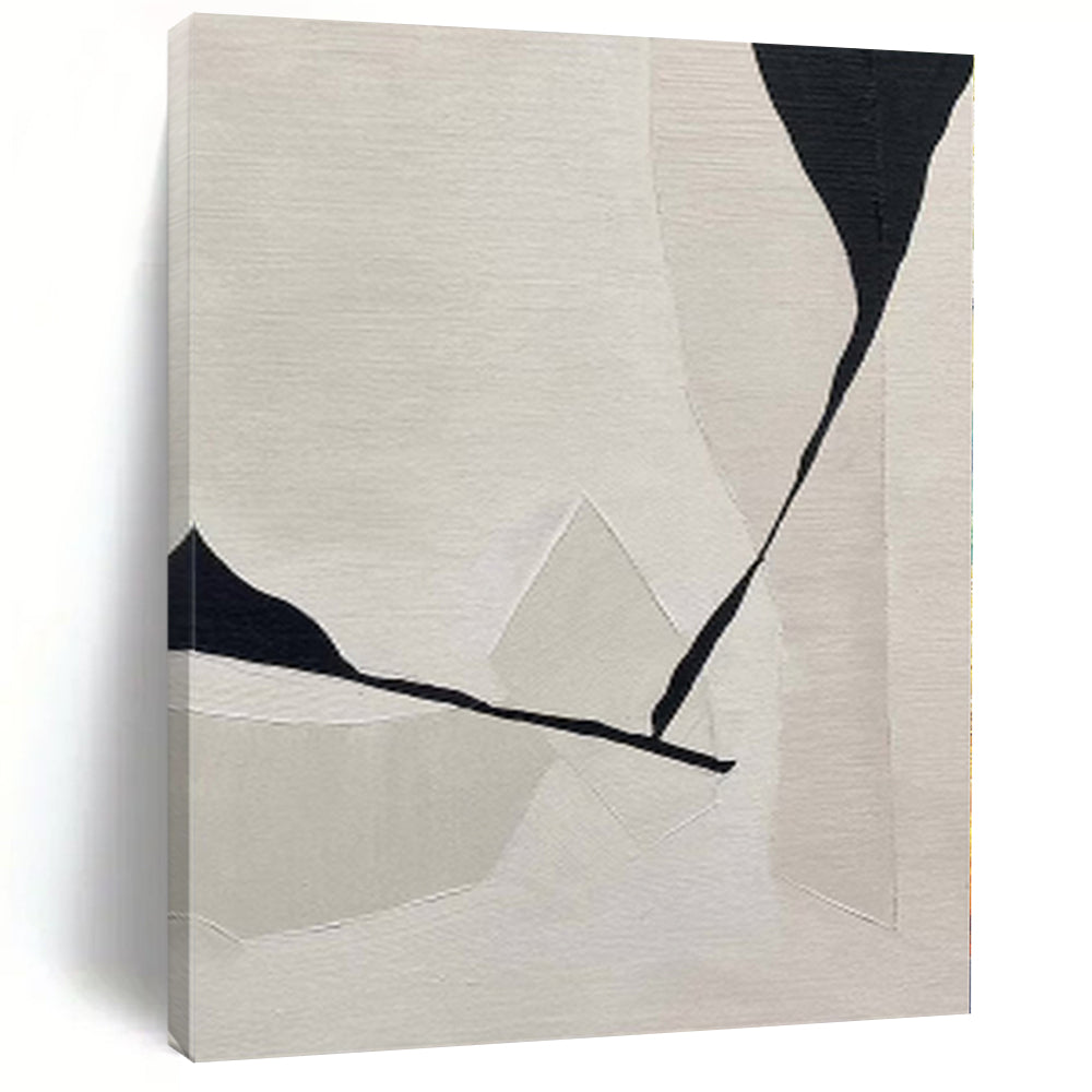 “Black - White Geometric Intersection” - Contemporary Abstract Painting On Canvas PS0147