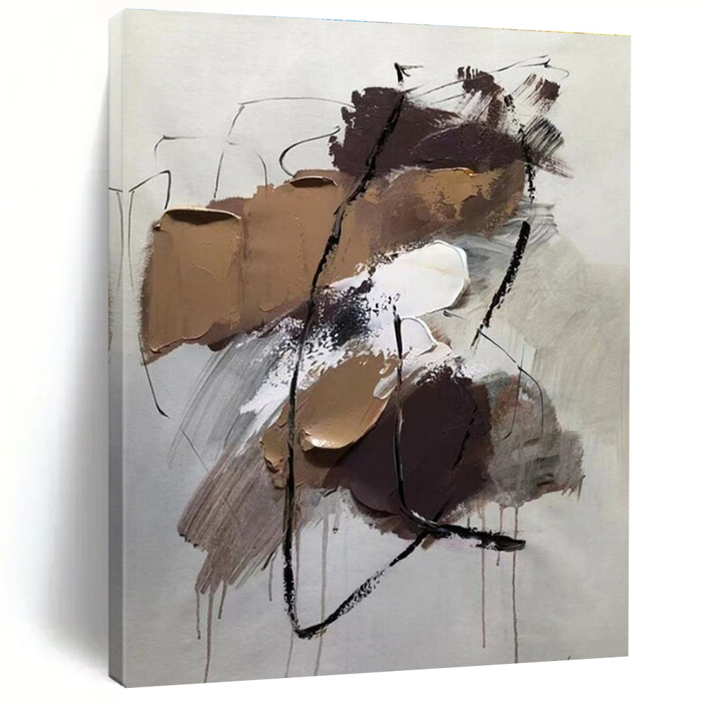 Earth Textures - Mainly Brown - Tan and Gray - White - Abstract Cubism PS0775