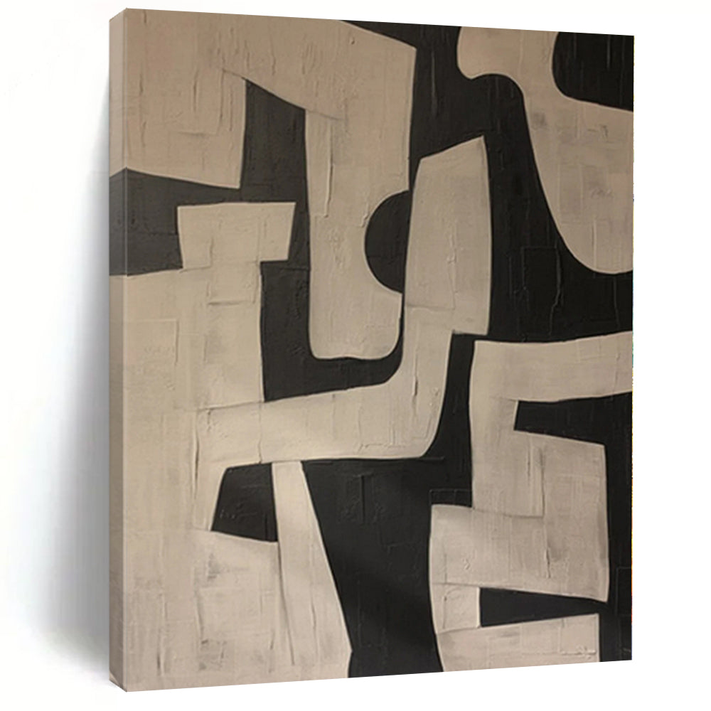 “Black - White Geometric Abstract” - Modern Abstract Painting On Canvas PS0122