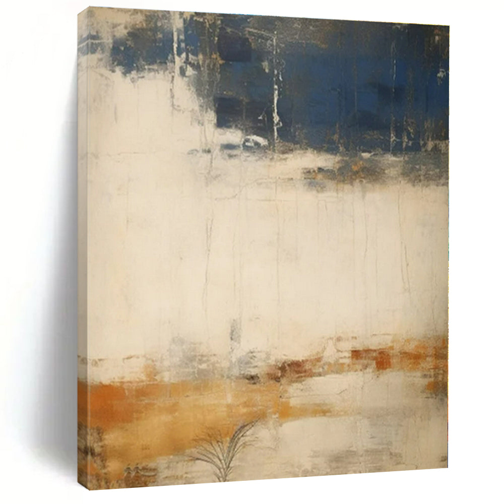 Blue, White, Brown, Orange with Abstract Textures "Textured Journey" Abstract Painting On Canvas PS1341