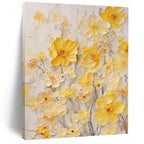 “Yellow Floral Relief” - Textured Floral Painting On Canvas DS289