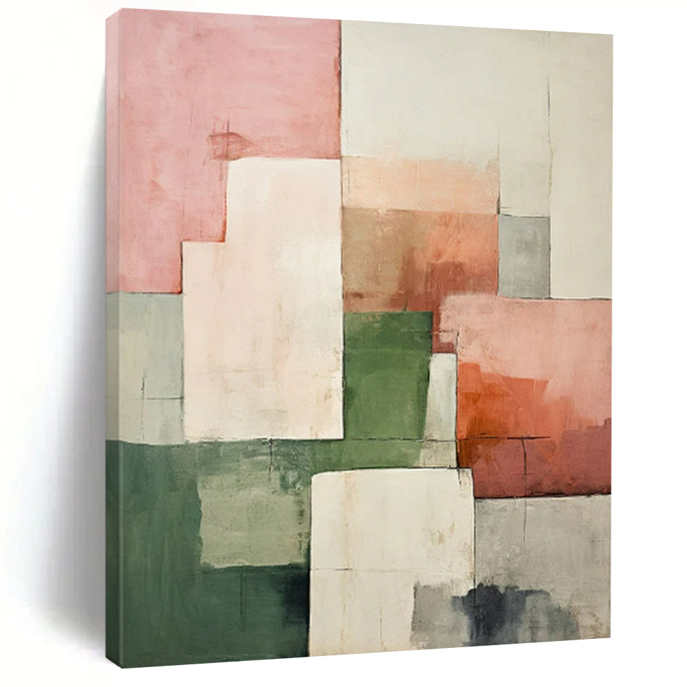 “Pastel Geometric Abstract” - Minimalist Geometric Painting On Canvas PT2279