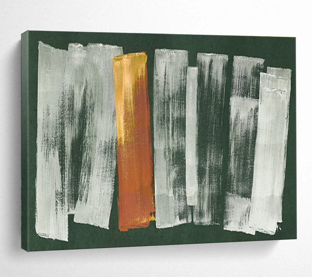 “Green Background with Gray and Gold Strokes” - Abstract Acrylic Painting, Great for Office & Living Room DKS612