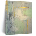 “Grey - Green with Golden Accents Abstract Textures” Painting On Canvas PS0374