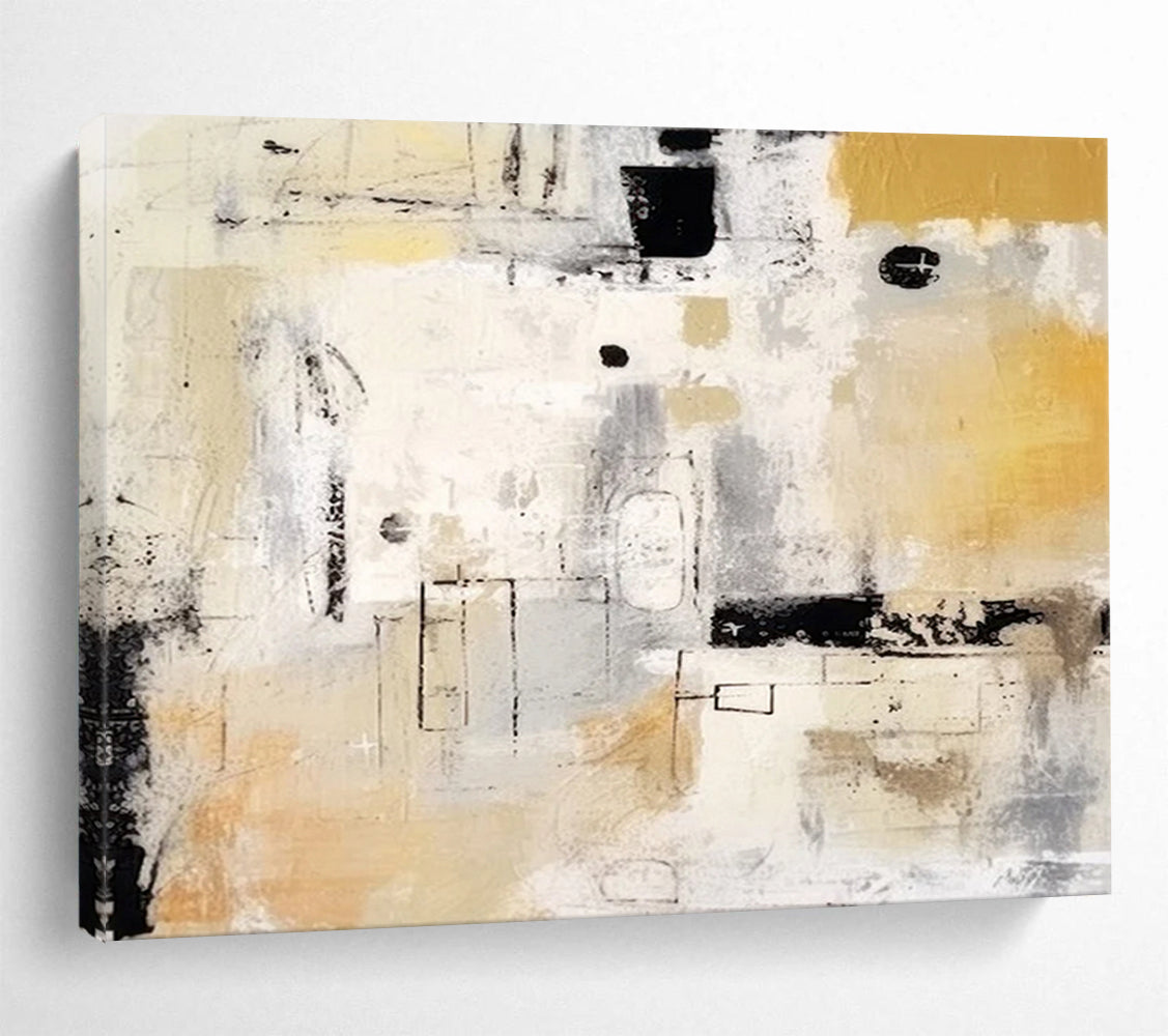 “Neutral Tones Abstract Composition” - Modern Abstract Painting On Canvas PT061