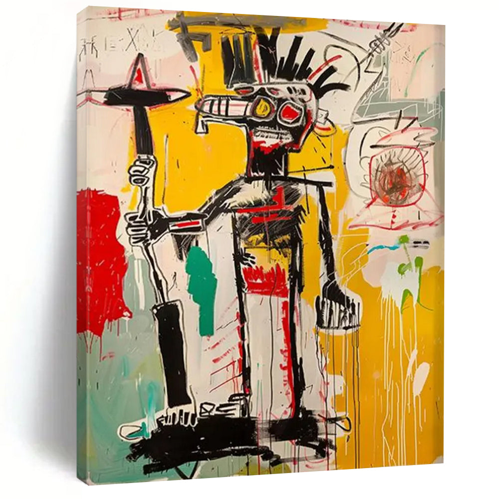 Urban Tribal Figure: Bold Lines & Colors Painting On Canvas DS103