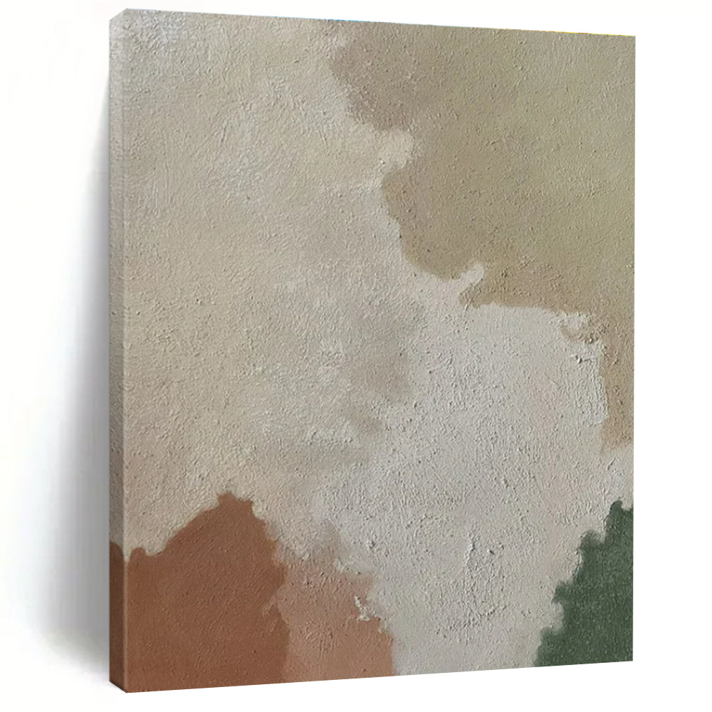 Beige, Brown, Green with Soft Shapes "Earth Tones" Abstract Painting On Canvas PS1433
