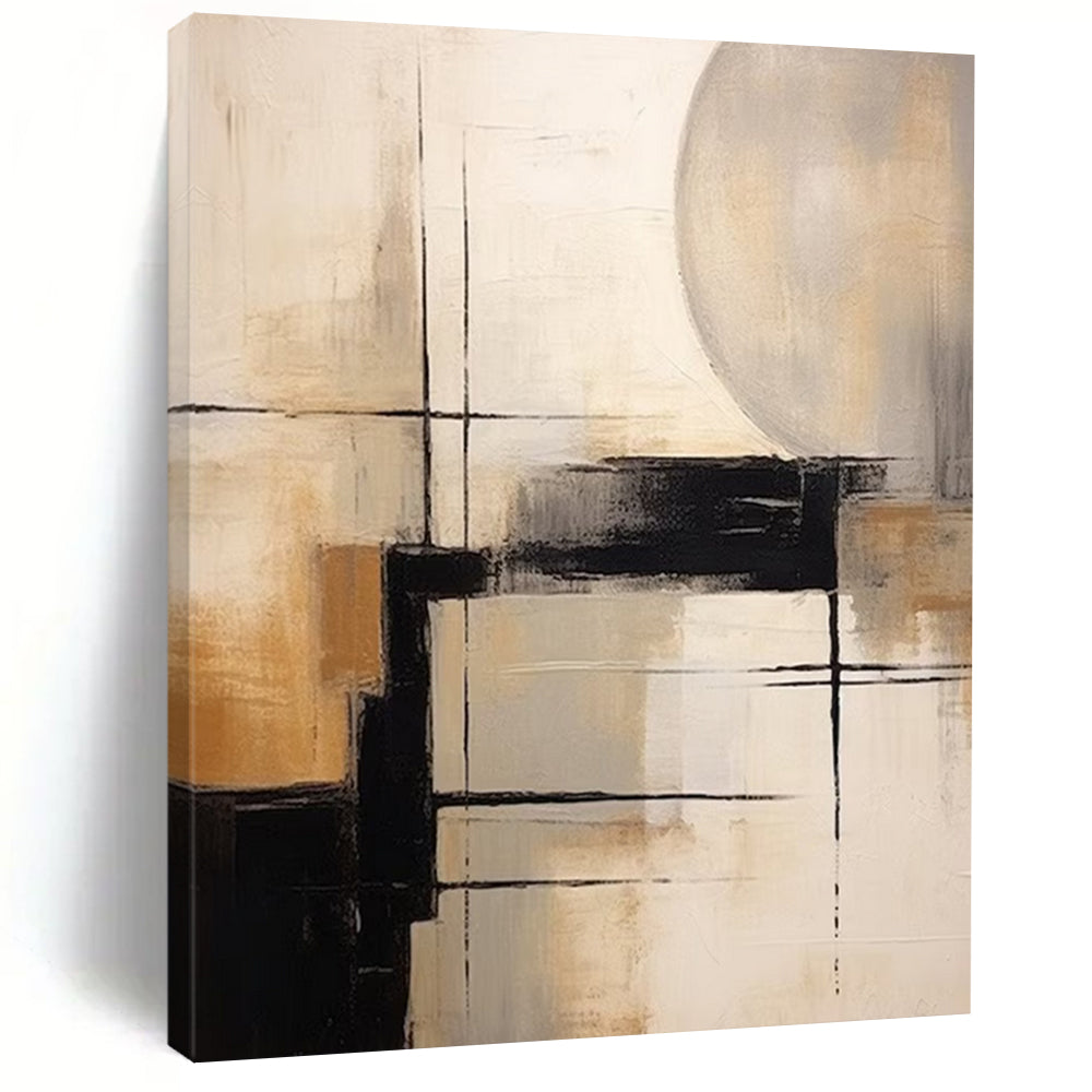 “Neutral Abstract Geometry” - Geometric Abstract Painting On Canvas DS356